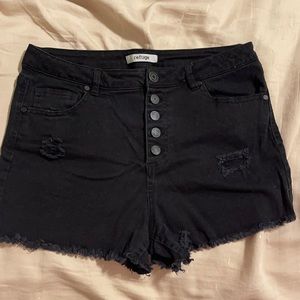 Refuge Black High Waist cutoff denim shorts